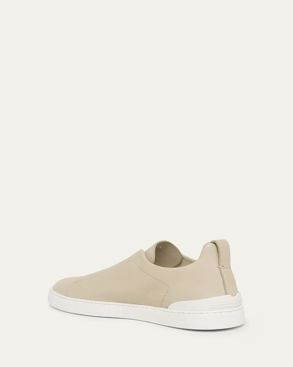 Zegna Men's Triple Stitch Deerskin Leather Slip-On Sneakers | Thumbnail 11
