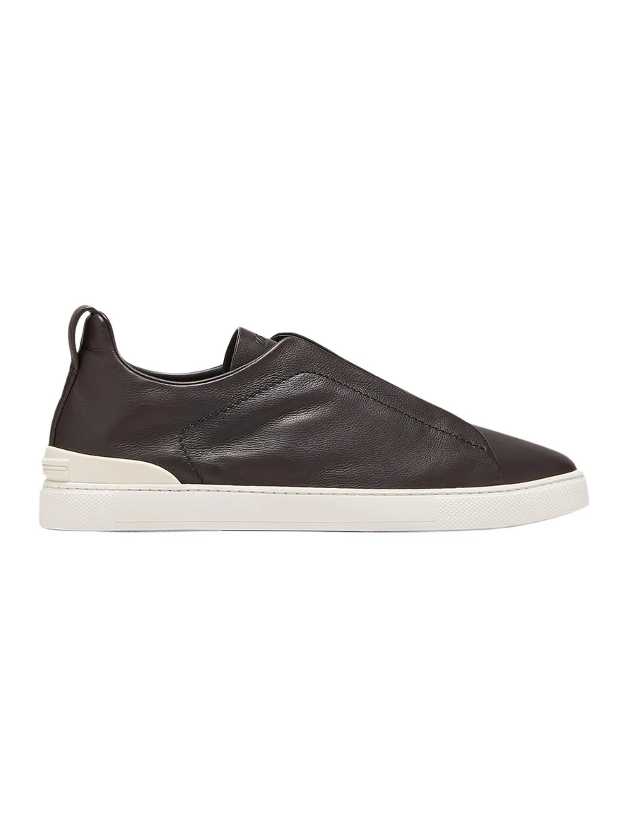 Men's Triple Stitch Deerskin Leather Slip-On Sneakers Men's Triple Stitch Deerskin Leather Slip-On Sneakers