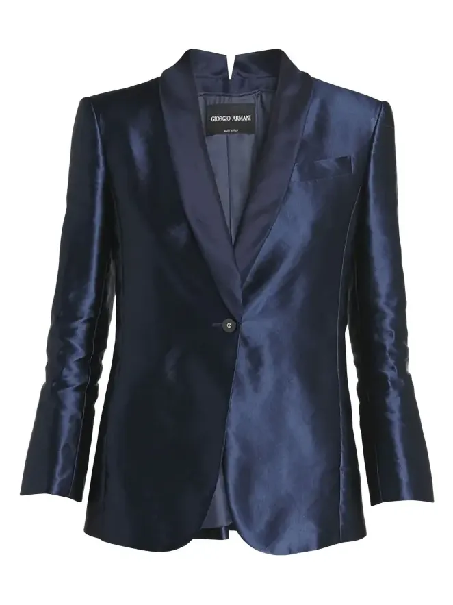 Linen Silk Single-Button Blazer Jacket Linen Silk Single-Button Blazer Jacket