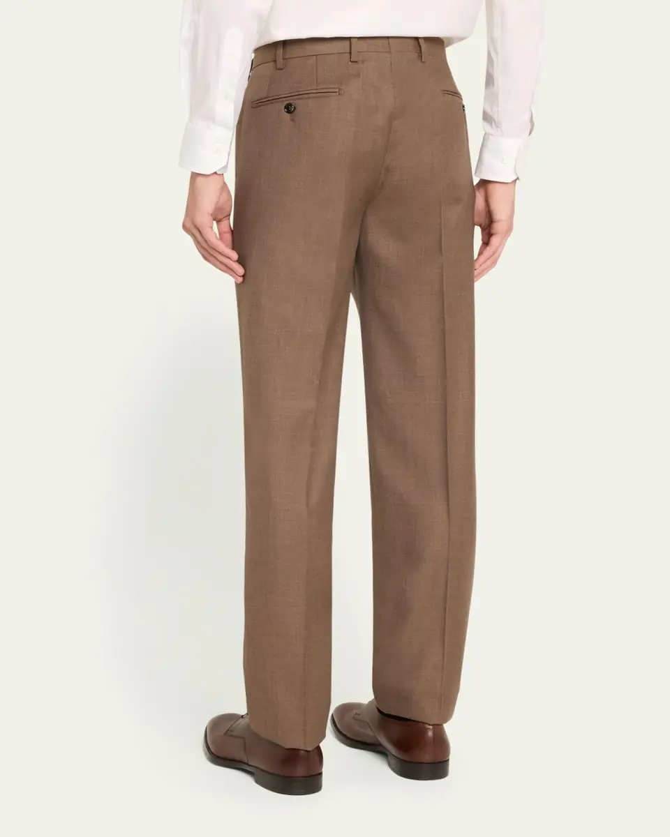 Giorgio Armani Men's Flat-Front Wool Trousers | Thumbnail 3 Giorgio Armani Men's Flat-Front Wool Trousers | Thumbnail 3