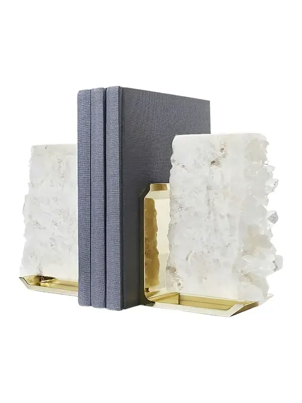 Anna New York Fim Geo Quartz and Aluminum Bookends