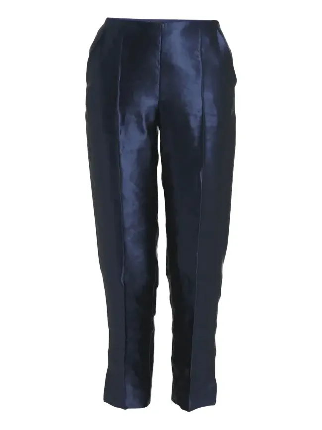 Linen Silk Straight-Leg Trousers