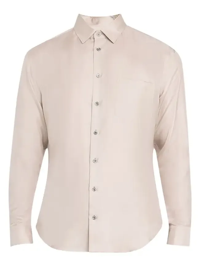 Men's Solid Silk Dress Shirt