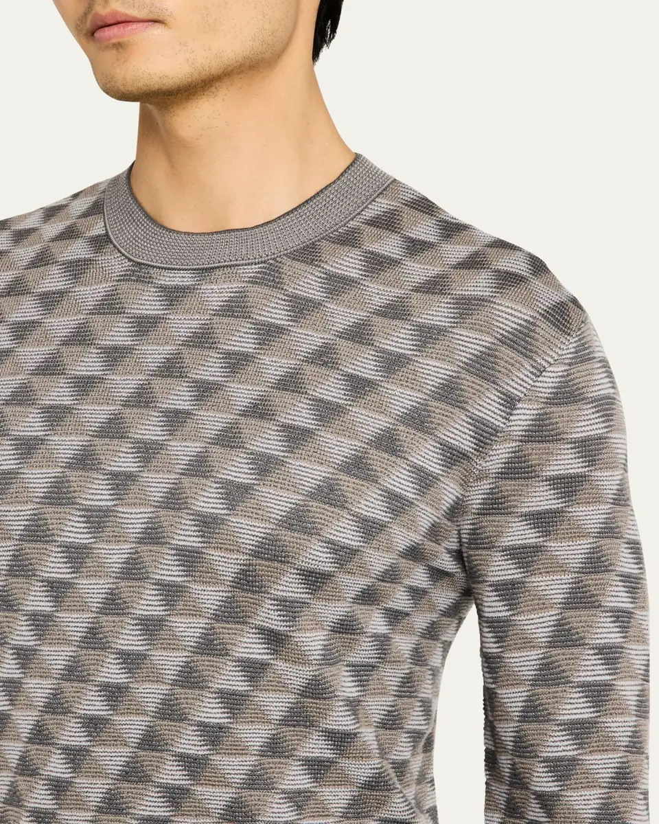 Giorgio Armani Men's Tricolor Triangle Wool Sweater | Thumbnail 5
