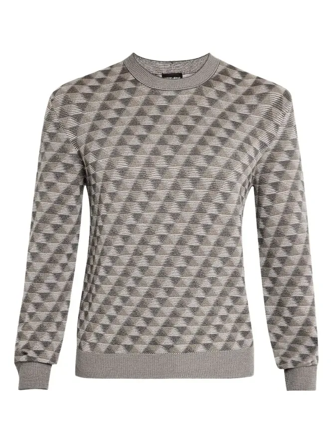 Men's Tricolor Triangle Wool Sweater Men's Tricolor Triangle Wool Sweater