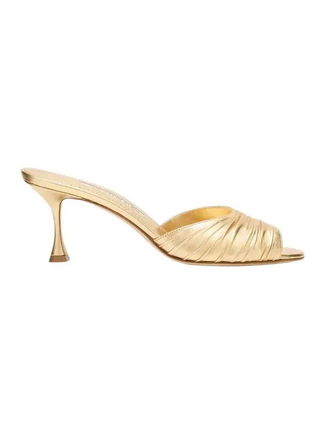 Pirua Ruched Metallic Mule Sandals