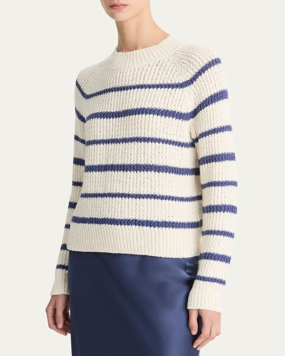Vince Ribbed Stripe Raglan-Sleeve Crewneck Sweater | Thumbnail 4