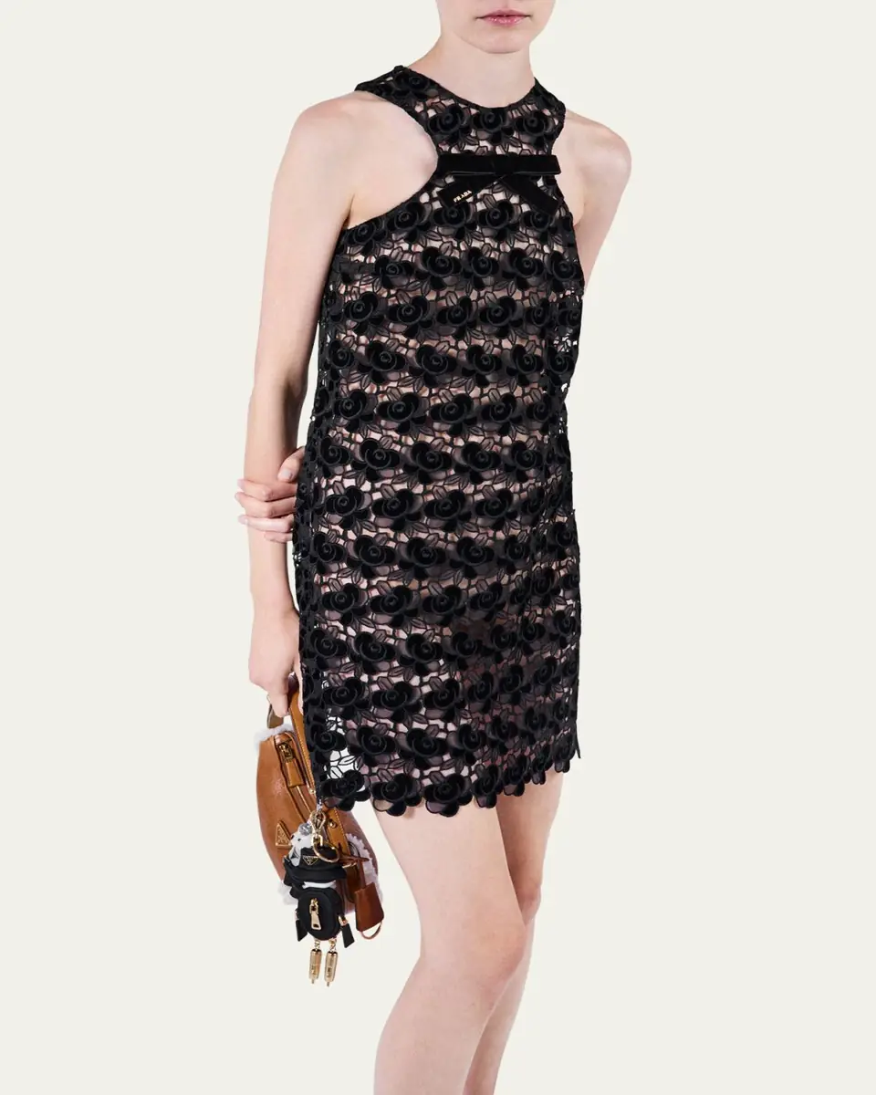 Prada Lace Scallop Mini Dress | Thumbnail 4 Prada Lace Scallop Mini Dress | Thumbnail 4