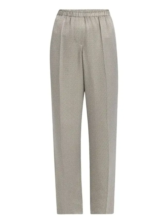 Micro Jacquard Straight-Leg Pull-On Trousers
