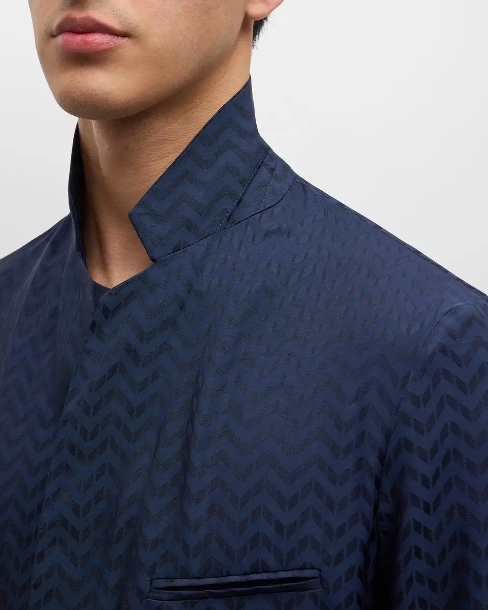 Giorgio Armani Men's Cupro Chevron Blazer | Thumbnail 7 Giorgio Armani Men's Cupro Chevron Blazer | Thumbnail 7