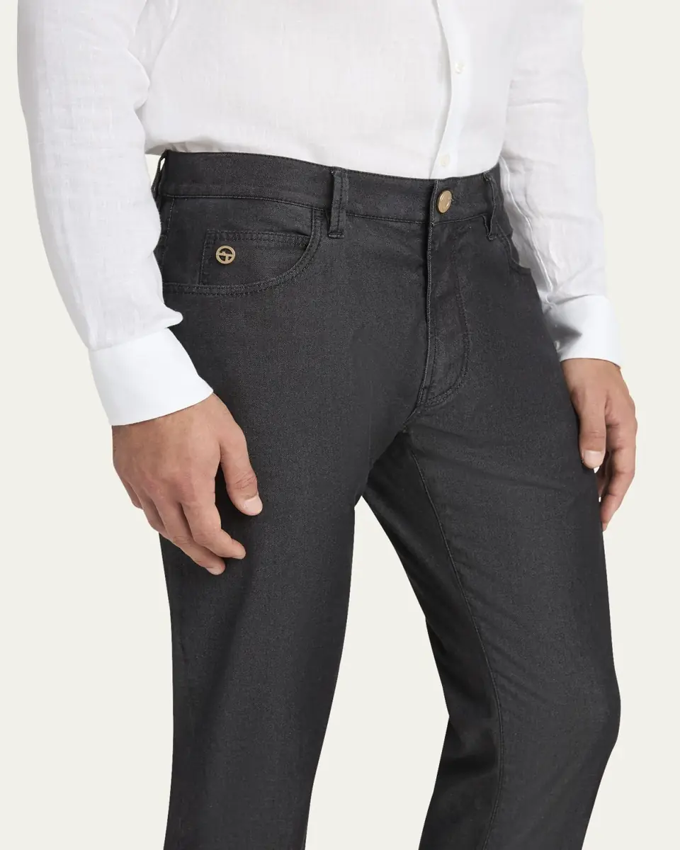 Giorgio Armani Men's Cotton-Silk 5-Pocket Pants | Thumbnail 5 Giorgio Armani Men's Cotton-Silk 5-Pocket Pants | Thumbnail 5