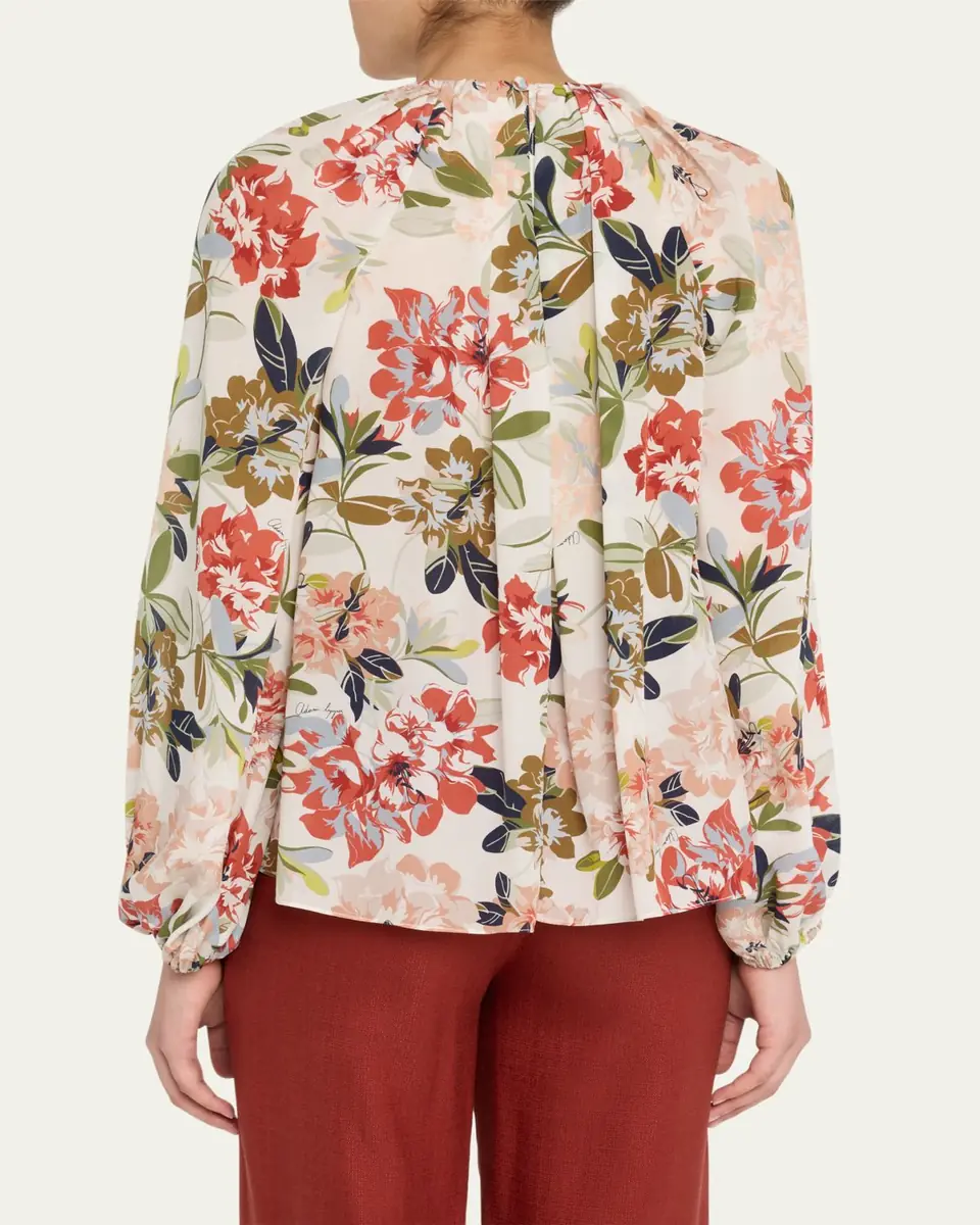 Adam Lippes Lottie Floral-Print Crepe De Chine Top | Thumbnail 3 Adam Lippes Lottie Floral-Print Crepe De Chine Top | Thumbnail 3