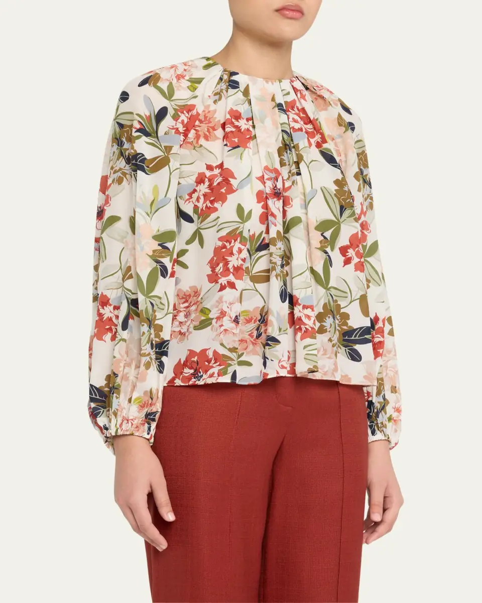 Adam Lippes Lottie Floral-Print Crepe De Chine Top | Thumbnail 4 Adam Lippes Lottie Floral-Print Crepe De Chine Top | Thumbnail 4