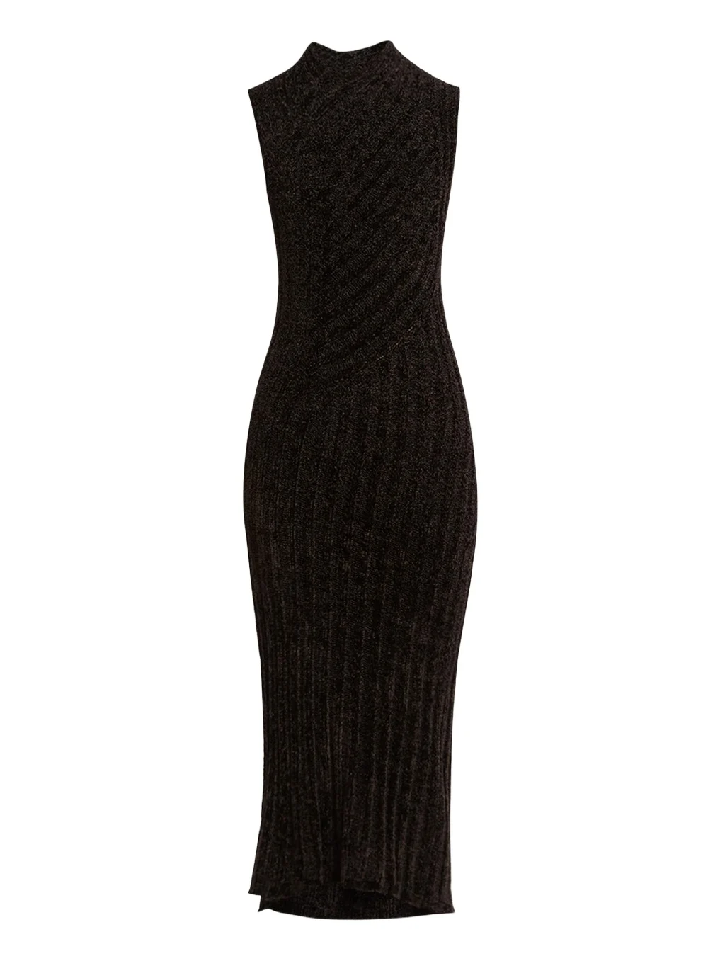 Giorgio Armani Ribbed Chenille Sleeveless Midi Dress