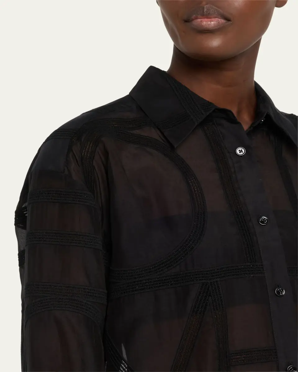 Toteme Monogram Crochet Embroidered Classic Shirt | Thumbnail 5 Toteme Monogram Crochet Embroidered Classic Shirt | Thumbnail 5