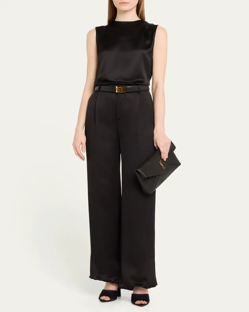 Saint Laurent Large YSL Envelope Pouch Clutch Bag in Leather | Thumbnail 5