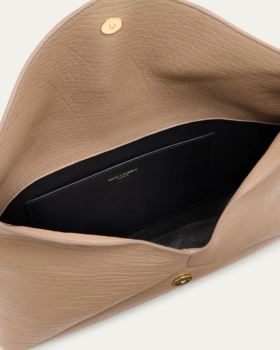 Saint Laurent Large YSL Envelope Pouch Clutch Bag in Leather | Thumbnail 8