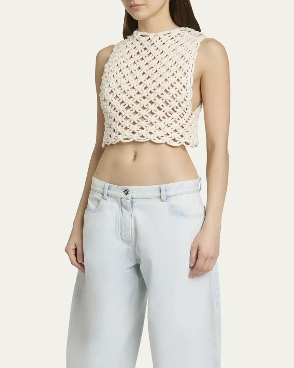 Alaïa Macrame Sleeveless Crop Top | Thumbnail 4