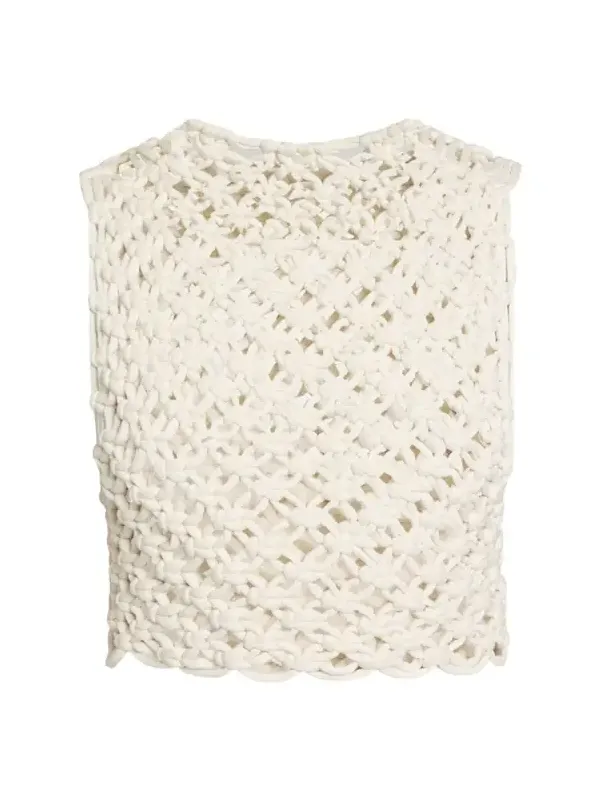 Alaïa Macrame Sleeveless Crop Top