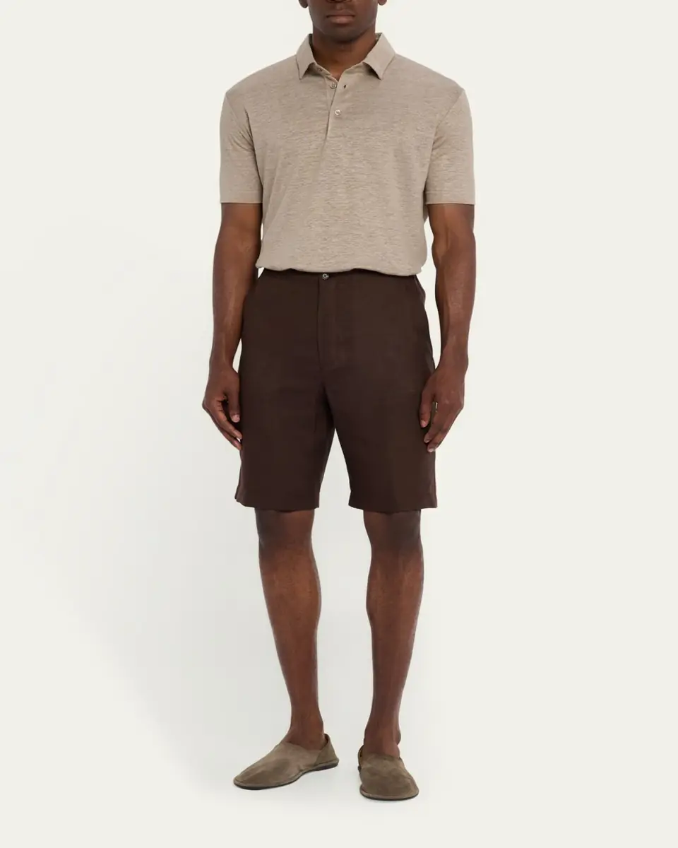 Loro Piana Men's Linen Jersey Dublon Polo Shirt | Thumbnail 2