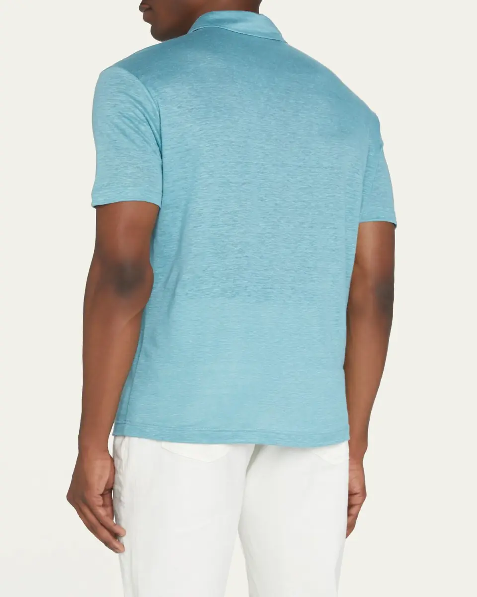 Loro Piana Men's Linen Jersey Dublon Polo Shirt | Thumbnail 8