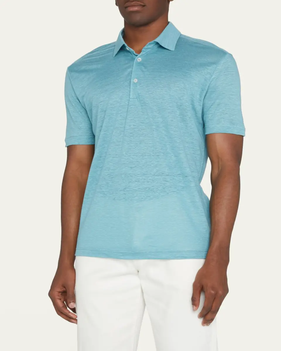 Loro Piana Men's Linen Jersey Dublon Polo Shirt | Thumbnail 9