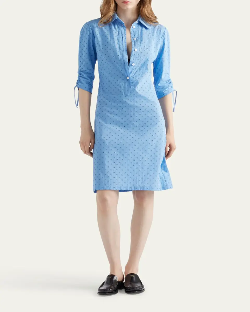 Prada Sangallo Floral 3/4-Sleeve Day Shirtdress | Thumbnail 2