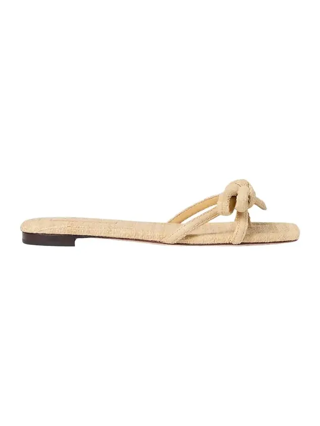 Hadley Leather and Raffia Bow Sandals Hadley Leather and Raffia Bow Sandals