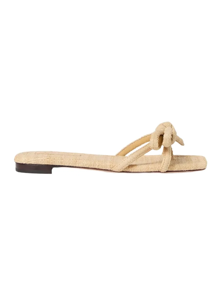Loeffler Randall Hadley Leather and Raffia Bow Sandals