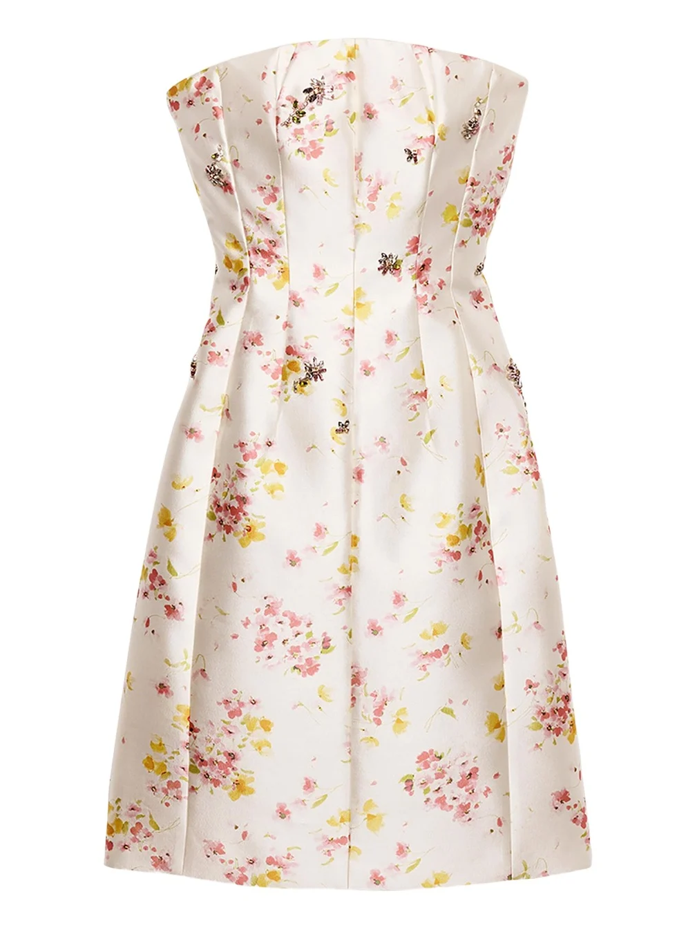 Seta Lana Floral-Embellished Strapless Mini Dress Seta Lana Floral-Embellished Strapless Mini Dress
