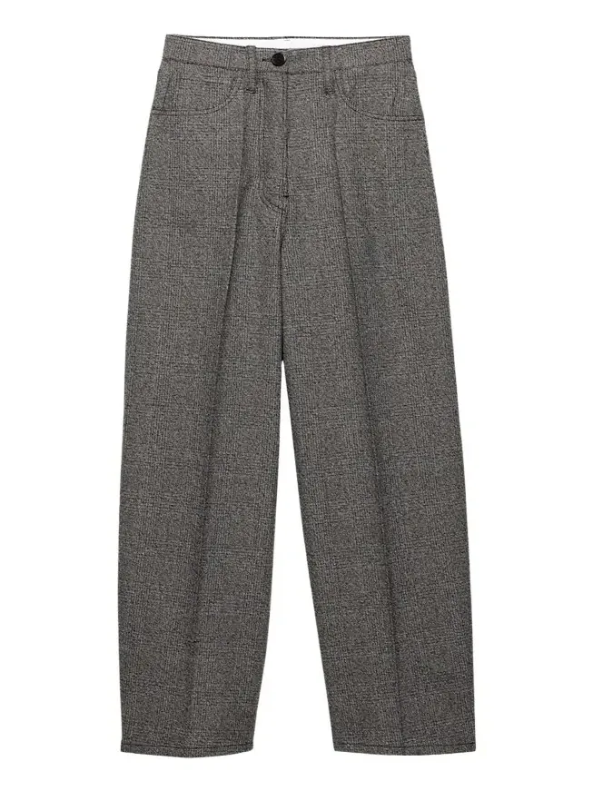 Prada Mid-Rise Prince Of Wales Wool Straight-Leg Pants