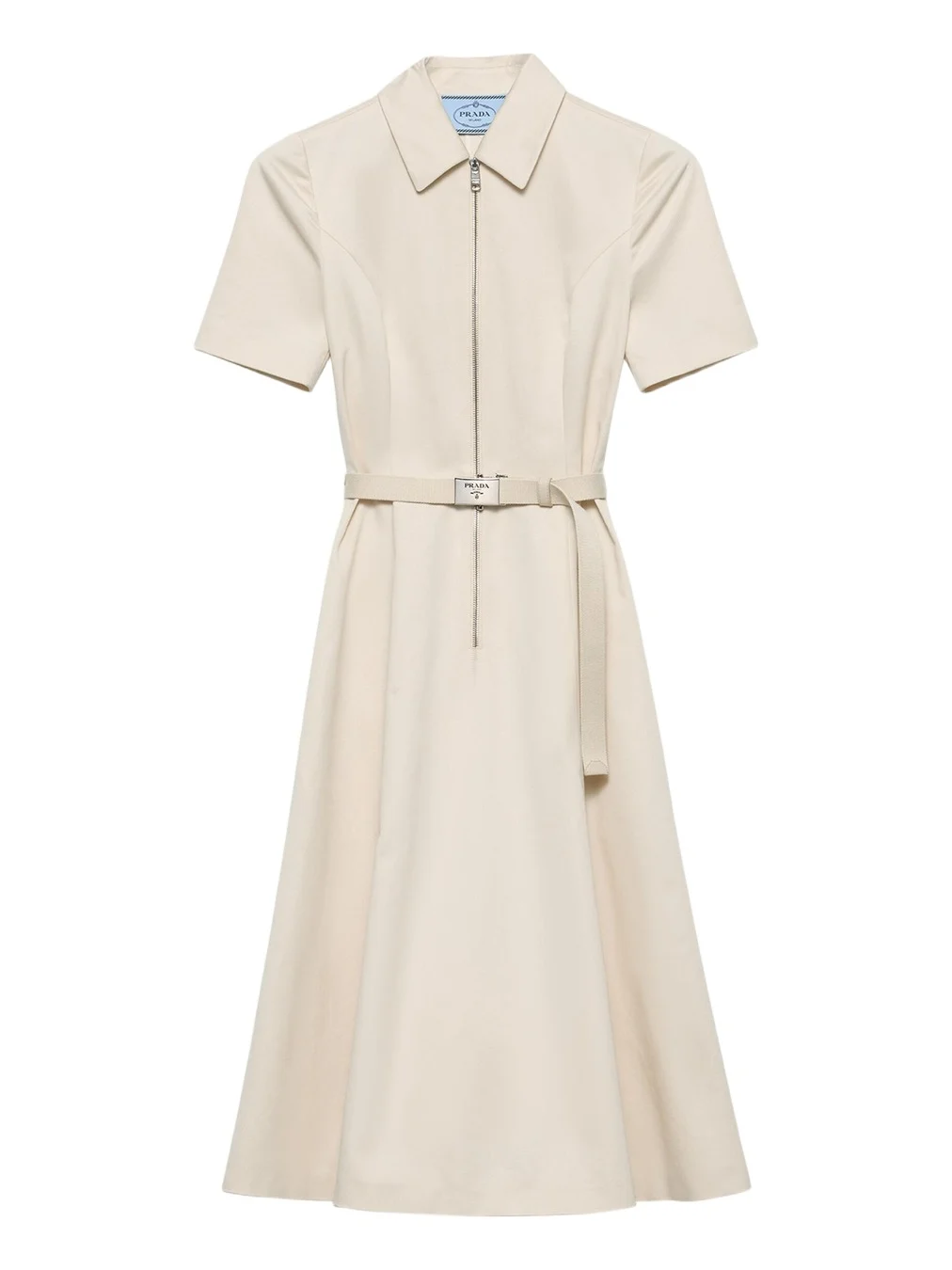 Short-Sleeve Belted Chino Midi Dress