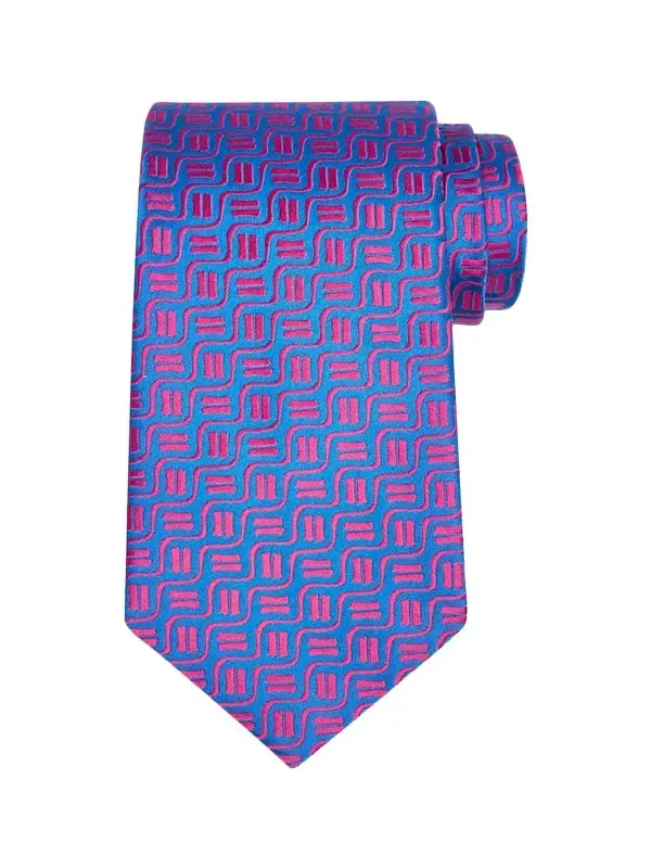 Men's Wavy Geometric Jacquard Silk Tie Men's Wavy Geometric Jacquard Silk Tie