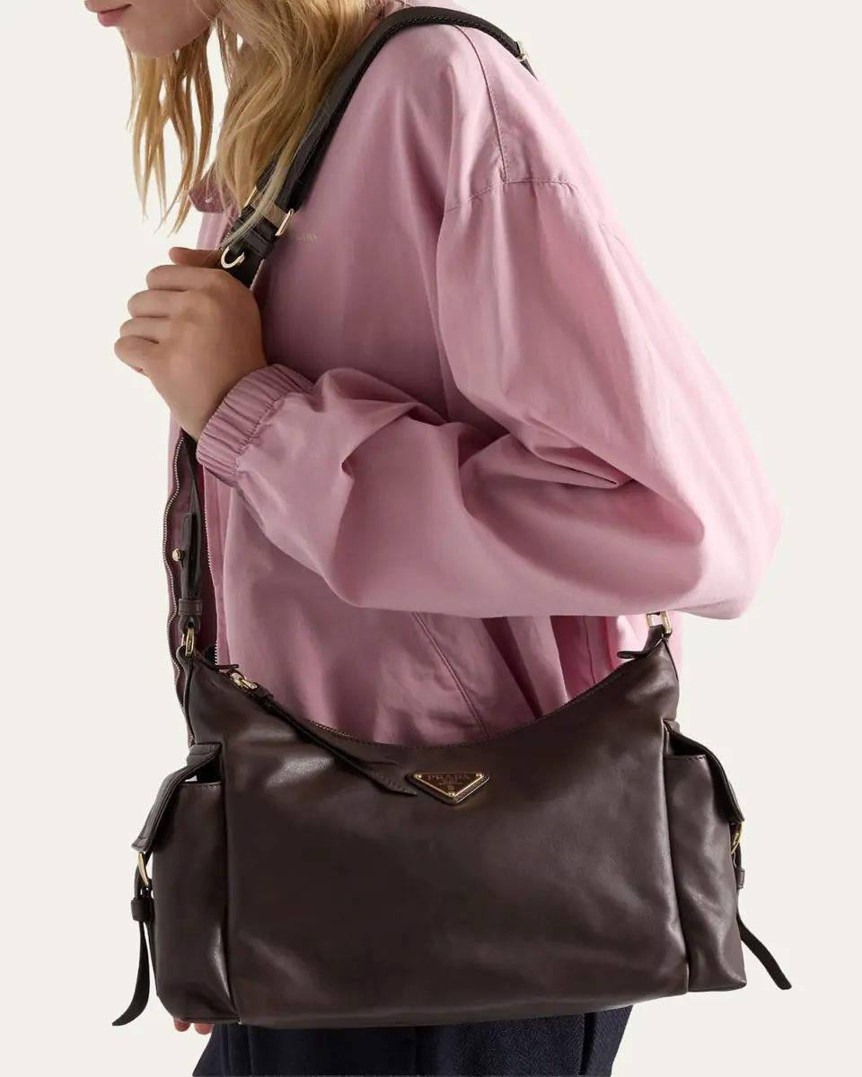 Prada Soft Nappa Leather Shoulder Bag | Thumbnail 3 Prada Soft Nappa Leather Shoulder Bag | Thumbnail 3