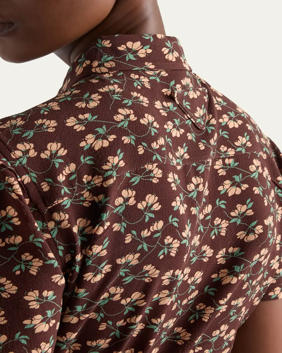 Prada Floral Silk Georgette Blouse | Thumbnail 5 Prada Floral Silk Georgette Blouse | Thumbnail 5