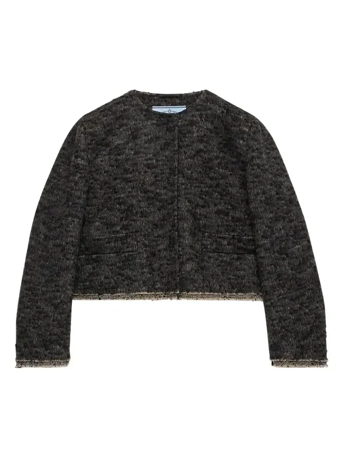 Tweed Double-Hem Single-Breasted Jacket