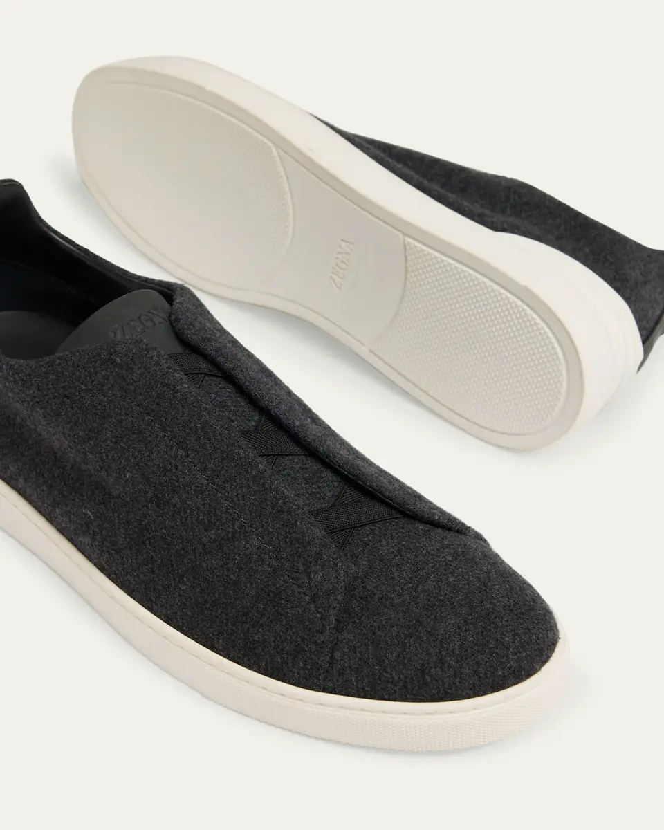 ZEGNA Men's Triple Stitch Oasi Cashmere Slip-On Sneakers | Thumbnail 3 ZEGNA Men's Triple Stitch Oasi Cashmere Slip-On Sneakers | Thumbnail 3