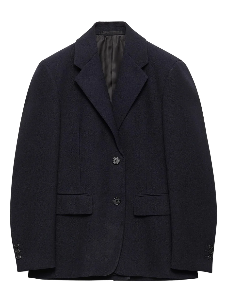 Single-Breasted Rush Stitch Wool Blazer