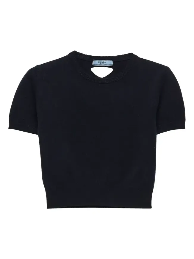 Short-Sleeve Cashmere Crop Sweater Short-Sleeve Cashmere Crop Sweater