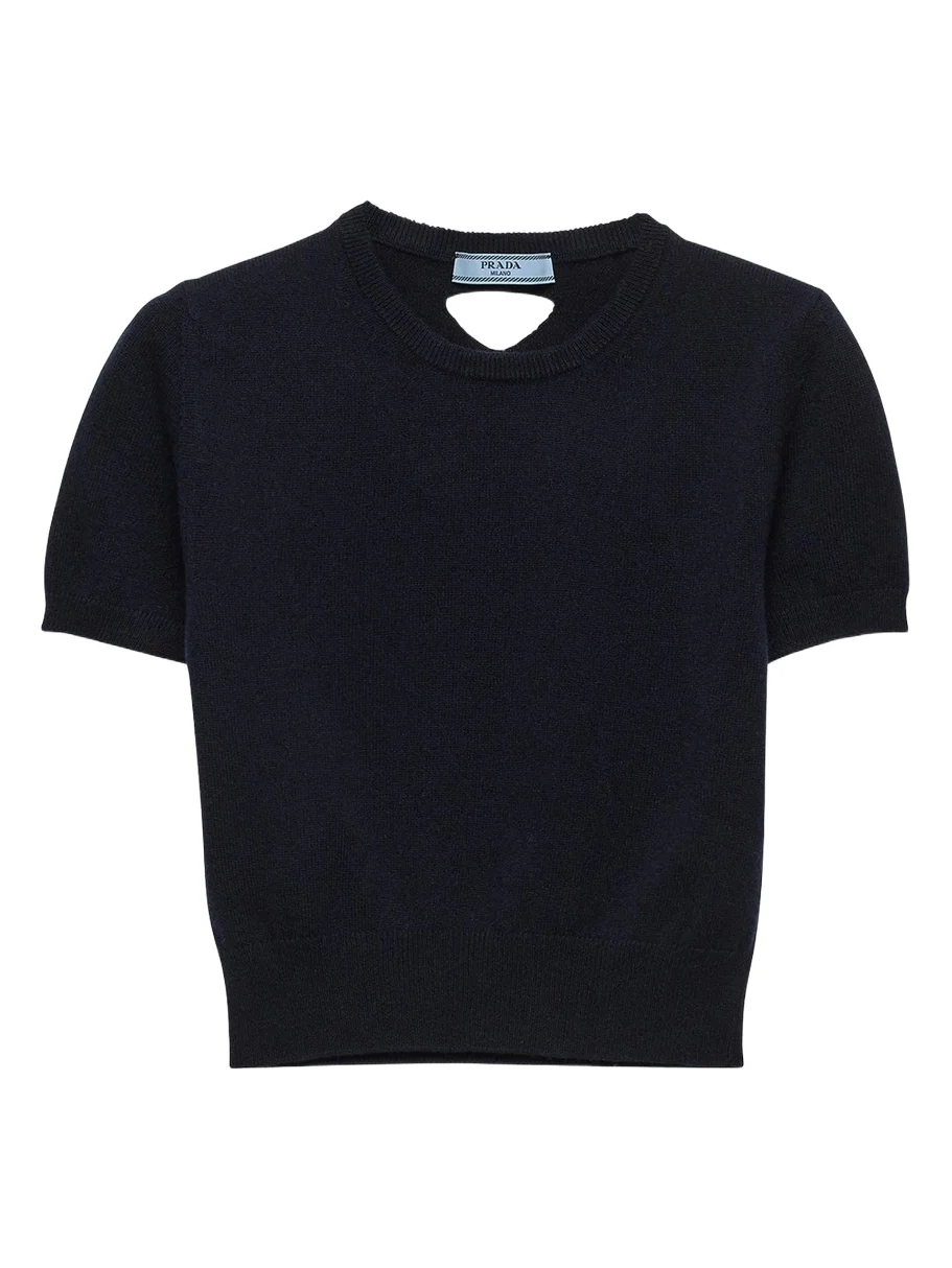 Short-Sleeve Cashmere Crop Sweater Short-Sleeve Cashmere Crop Sweater