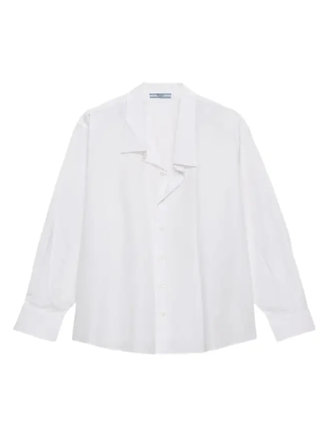 Asymmetric Poplin Button-Down Shirt