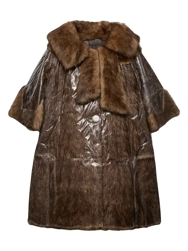 PVC Coated Lamb Shearling Single-Breasted Coat