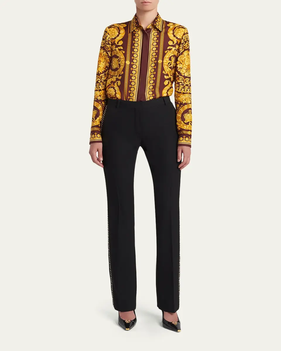 Versace Studded Slim Wool Trousers | Thumbnail 2 Versace Studded Slim Wool Trousers | Thumbnail 2