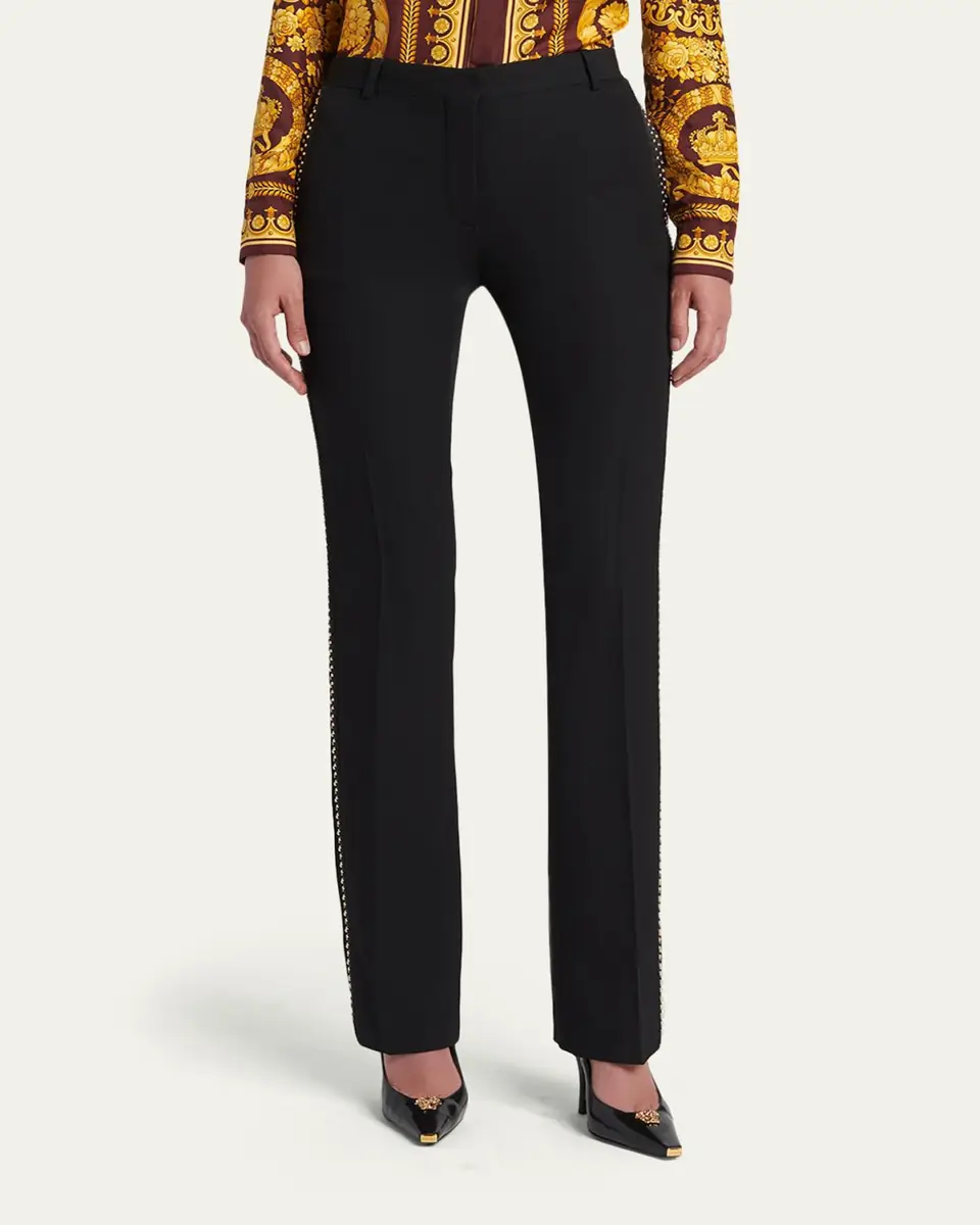 Versace Studded Slim Wool Trousers | Thumbnail 4 Versace Studded Slim Wool Trousers | Thumbnail 4