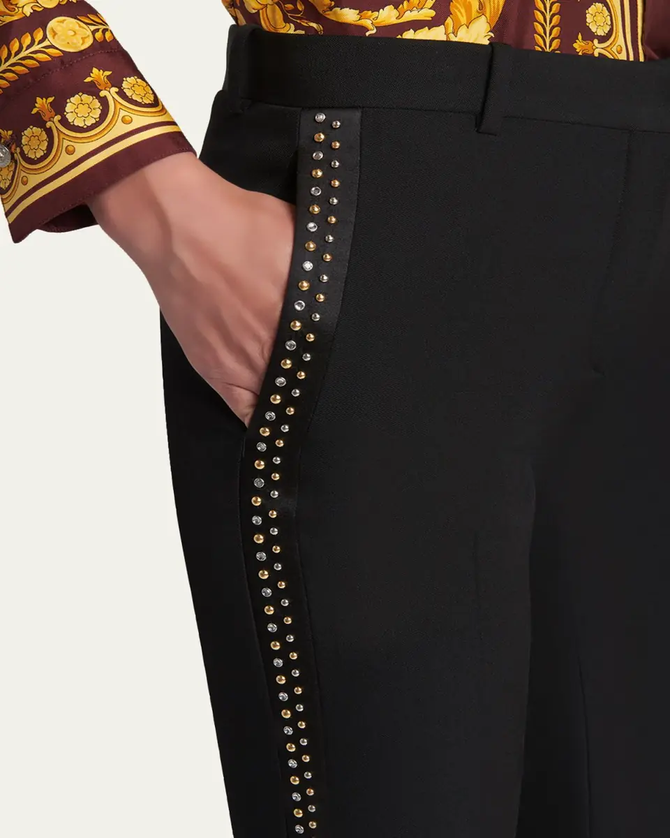 Versace Studded Slim Wool Trousers | Thumbnail 5 Versace Studded Slim Wool Trousers | Thumbnail 5