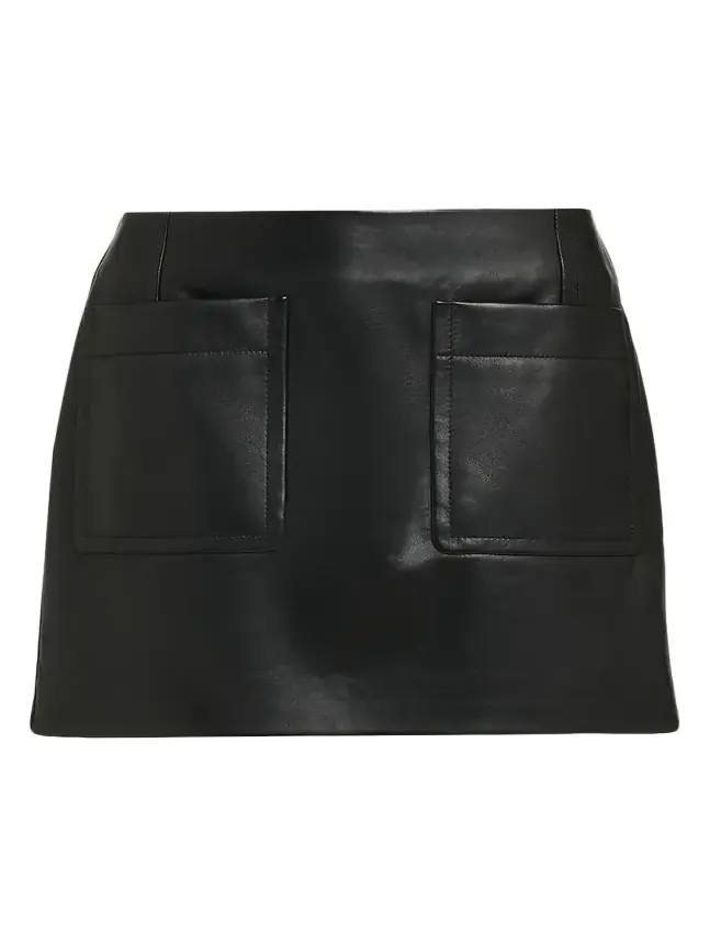 Patch Pocket Leather Mini Skirt Patch Pocket Leather Mini Skirt
