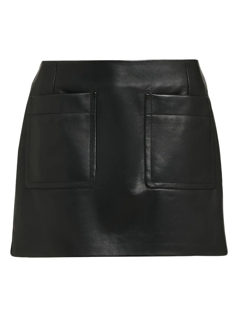 Bottega Veneta Patch Pocket Leather Mini Skirt