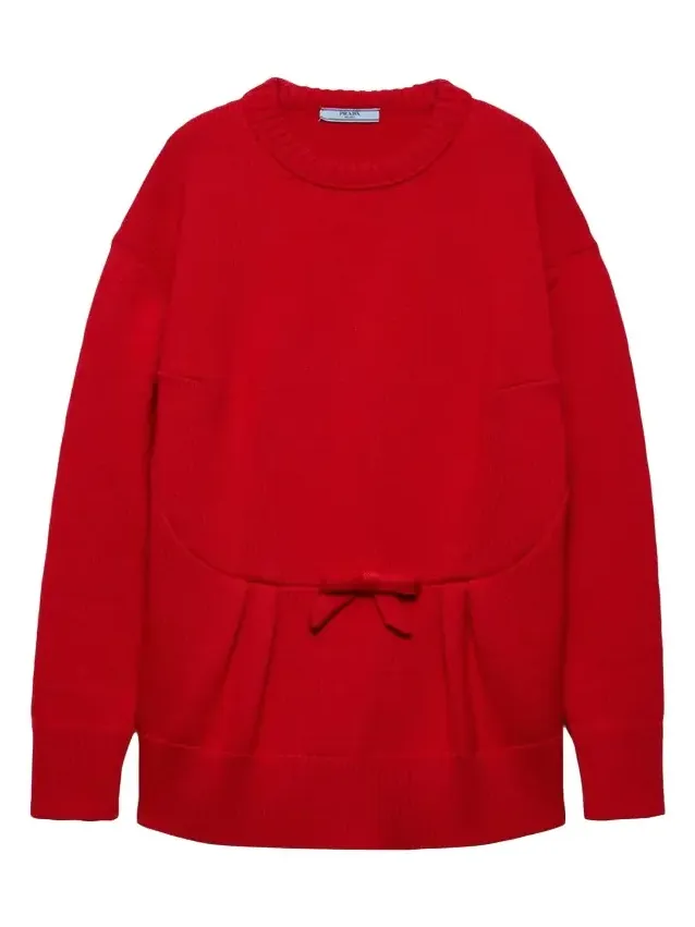 Prada Wool Bow Crewneck Sweater