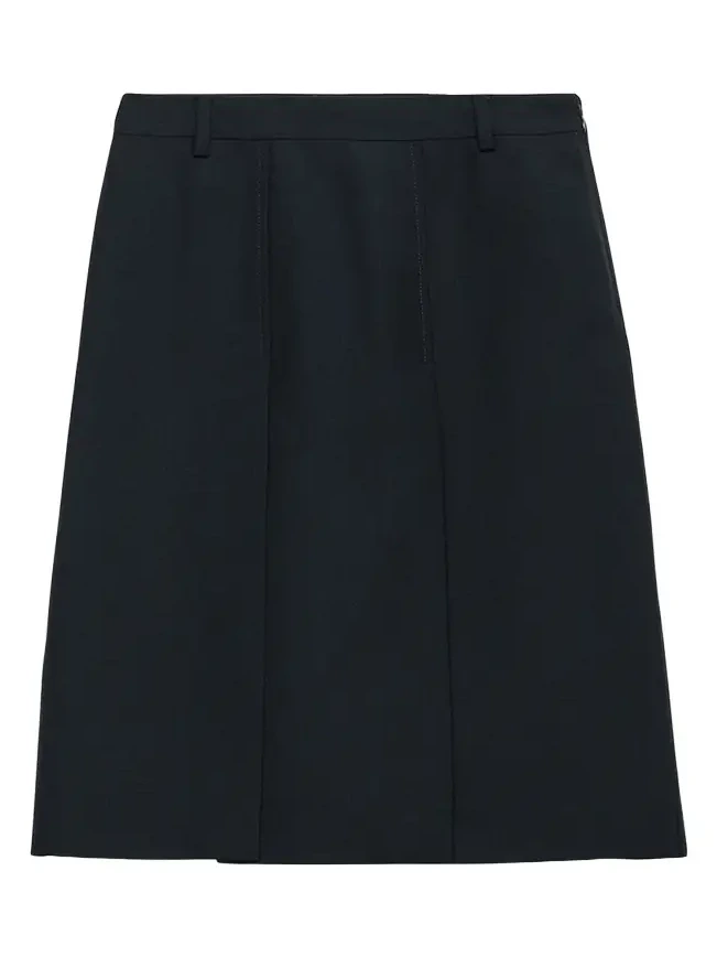 Pleated Slits Midi Skirt