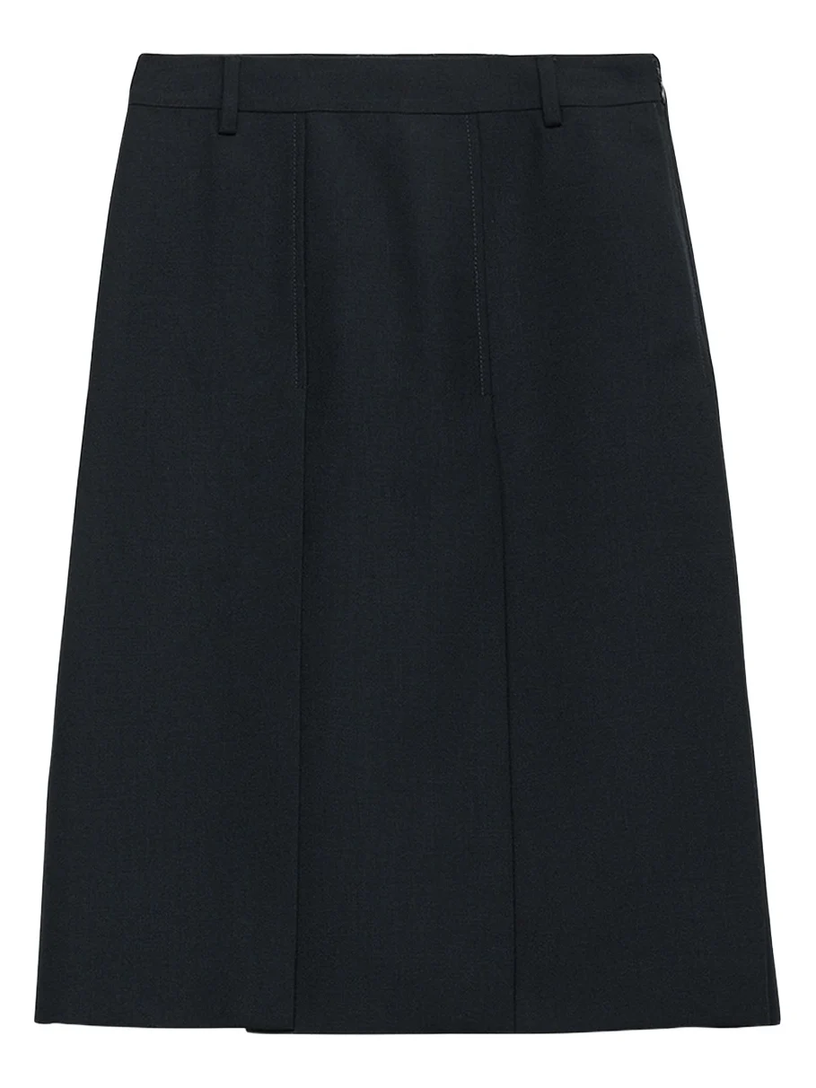 Pleated Slits Midi Skirt